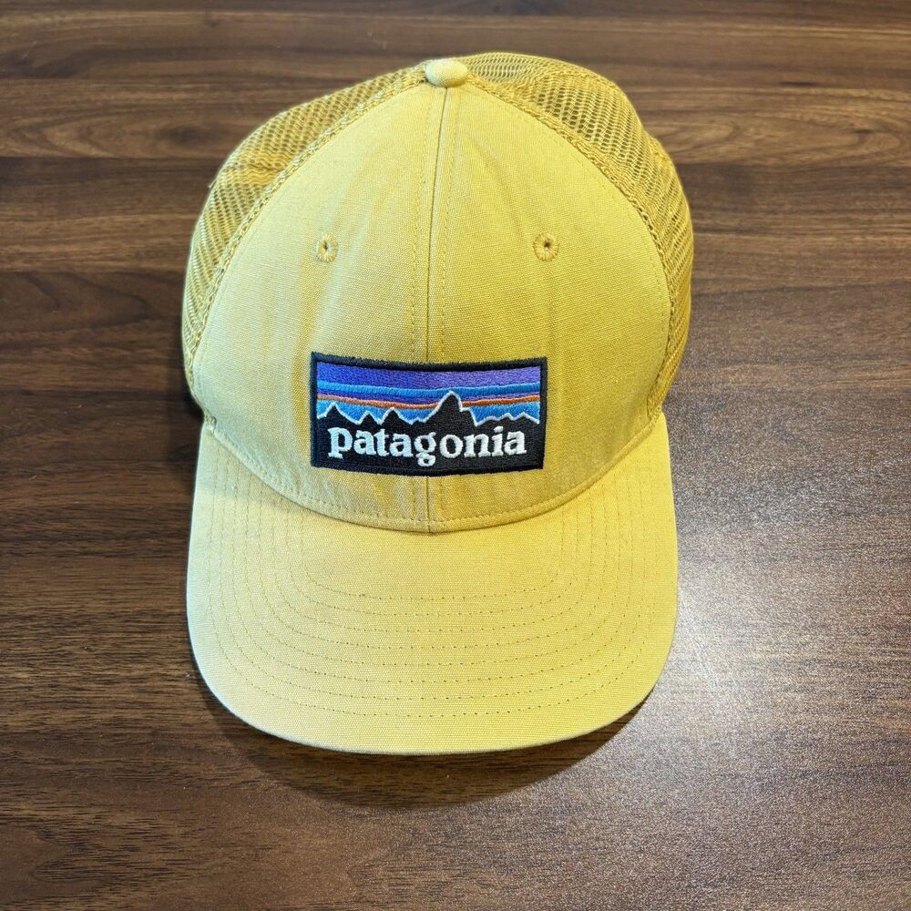 Patagonia P6 Trucker Hat Adult Snapback Yellow Adjustable Mesh Outdoors Mountain